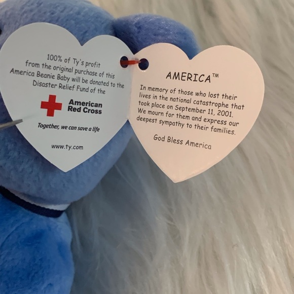 Ty (12) Rare Retired AMERICA Blue Stuffed Animal Bear with Flag Patch - Picture 5 of 14